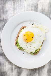 Egg on top of toast with avocado spread