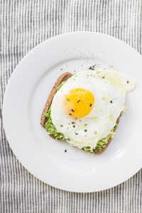 Egg on top of toast with avocado spread