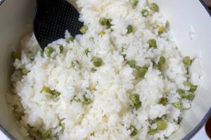 Rice and green peas